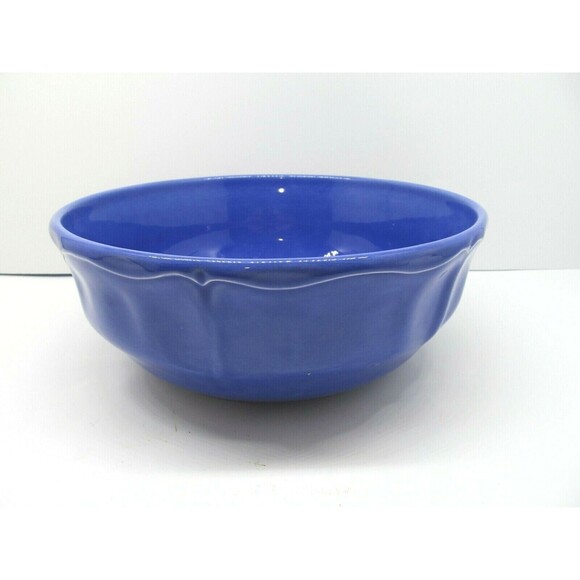 Varages France Luberon 10" Cobalt Blue Embossed Serving Bowl 4" Tall - Picture 1 of 7